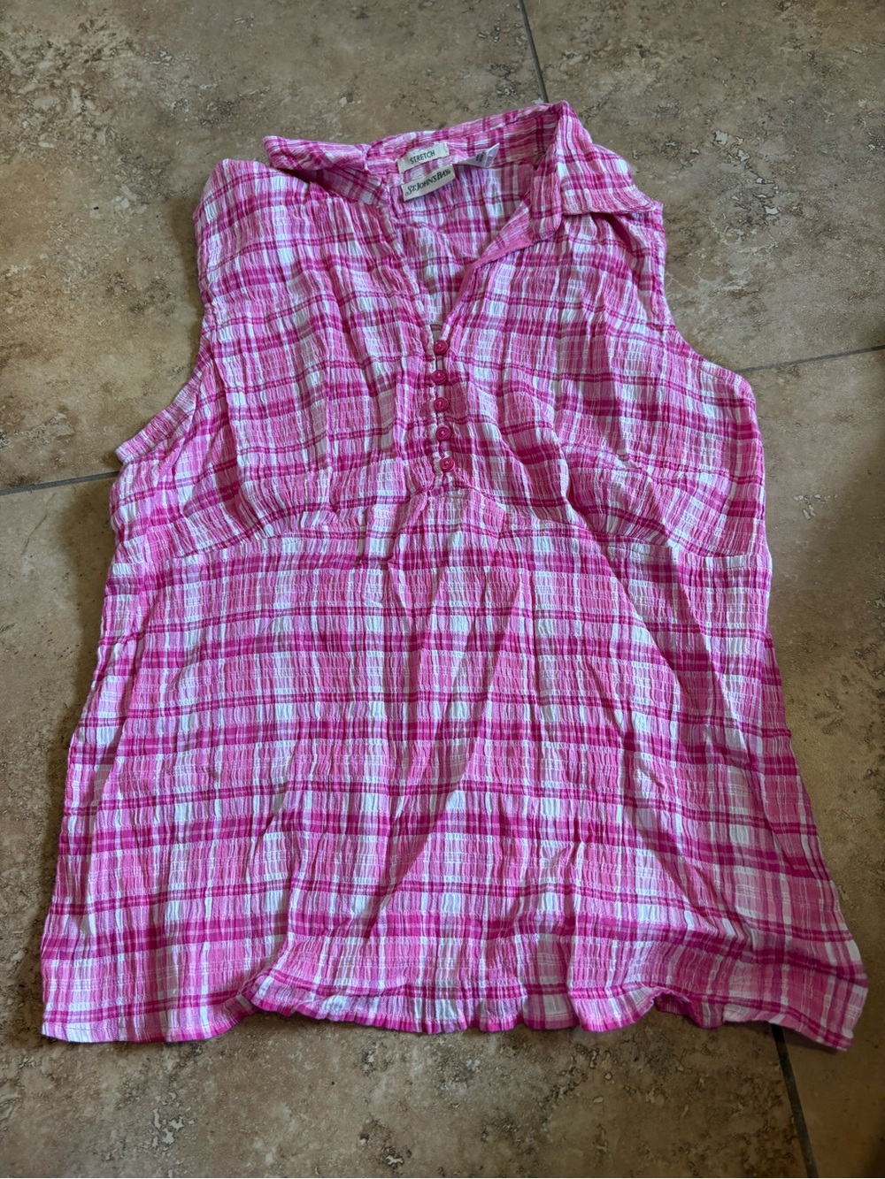 St. John's Bay Pink Plaid Sleeveless Tank Top